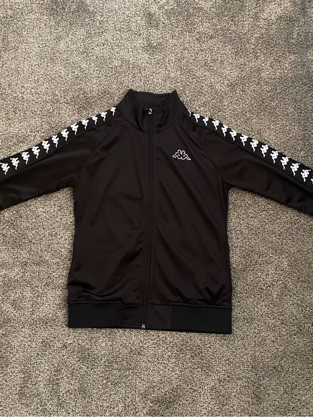 Kappa Black Track Jacket with White Logo Stripe